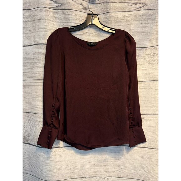 Express Burgundy Long Sleeve Blouse Size XSP - Picture 1 of 3